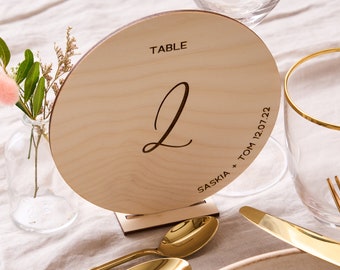 Personalised Wooden Circle Wedding Table Number