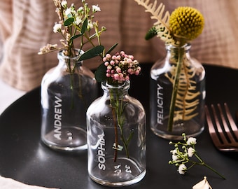 Engraved Place Setting Vase Favour