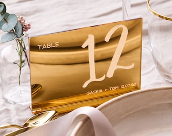 Gold Mirror Wedding Table Numbers