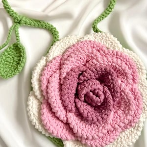 Handmade Rose Crochet Crossbody Bag | Summer Crochet Bag for Girls | Custom Size & Color Options | Cute Flower Crochet Shoulder Bag