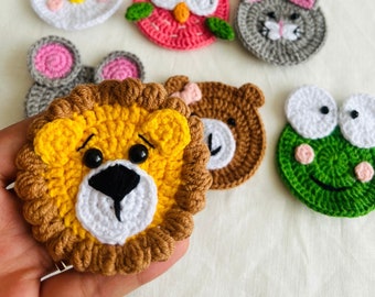 Crochet Lion Applique: Nursery Decor, Crochet Animal Patch
