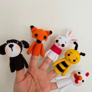 Marionnette à doigt Animaux de la forêt, Marionnettes amigurumi faites main, Marionnette à doigt éducative, Marionnettes au crochet, Jouets d'orthophonie image 7