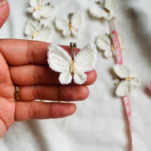 Aplique de mariposa de ganchillo a mano de algodón, conjunto de 10 apliques de mariposa de ganchillo, adorno de mariposa hecho a mano, motivo de mariposa, scrapbooking imagen 4