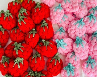 Appliques de fraises au crochet, Motifs de fraises, Appliques de fraises roses, Appliques bébé, Embellissement, Couture, tricot, Fraises rouges