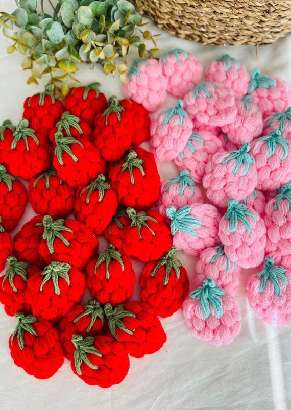 Crochet Strawberry Appliques: 3D Embellishments, Sewing Motifs