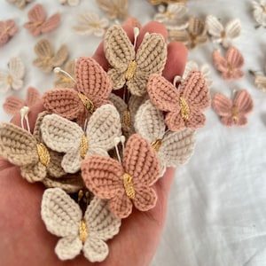 Cotton Hand Crochet Butterfly Applique, Set of10 Crochet Butterfly Applique, Handmade Butterfly Embellishment, Butterfly Motif, Scrapbooking