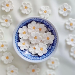 Mini Daisy Crochet Flower Set da 25, fiori all'uncinetto fatti a mano per i tuoi lavori artigianali e per decorare vestiti e accessori, applicazioni di margherite