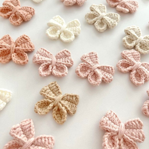 Small ribbon appliques, 10 pcs ribbon embellishments for your clothes, accessories and paper crafts, crochet ribbons for scrapbooks