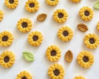 Gehaakte zonnebloembladapplicaties, bloemenpatch herfst, decoratie babyhoofdband, DIY Craft Supply