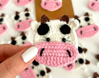 Crochet Monkey Applique, Monkey Patch, Girl Monkey with Bow, Handmade Crochet Animal, DIY Sewing Craft, Baby Clothes Decor