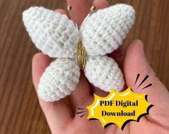3D-gehaakt vlinderpatroon: pdf-tutorial amigurumi (digitale download)
