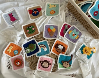 Animal & Nature Gehaakte Grandma Squares – Handgemaakte gehaakte applicatiepatches – Schattige dieren, natuurmotieven