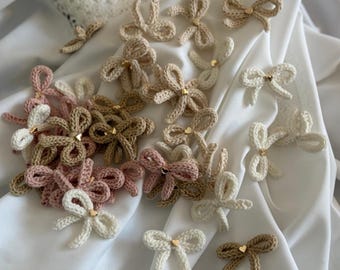 Apliques de lazo de crochet: adornos de cinta de punto, suministros para scrapbooking - 10 piezas