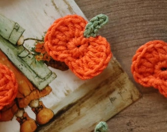 Mini Crochet Pumpkin Appliques: Cotton Fall Fruit Motif for Sewing, Baby Clothes & DIY Crafts