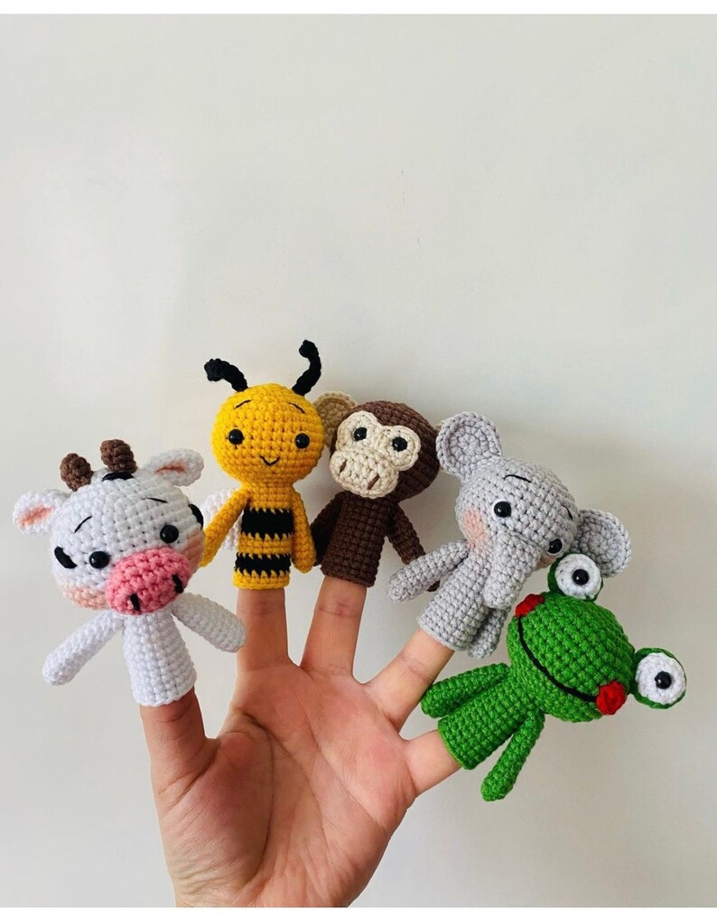 Marionnette à doigt Animaux de la forêt, Marionnettes amigurumi faites main, Marionnette à doigt éducative, Marionnettes au crochet, Jouets d'orthophonie image 5