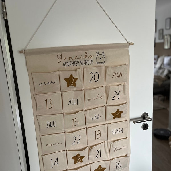 Personalized Advent calendar with name made of canvas I Advent calendar for children I Advent calendar to fill yourself
