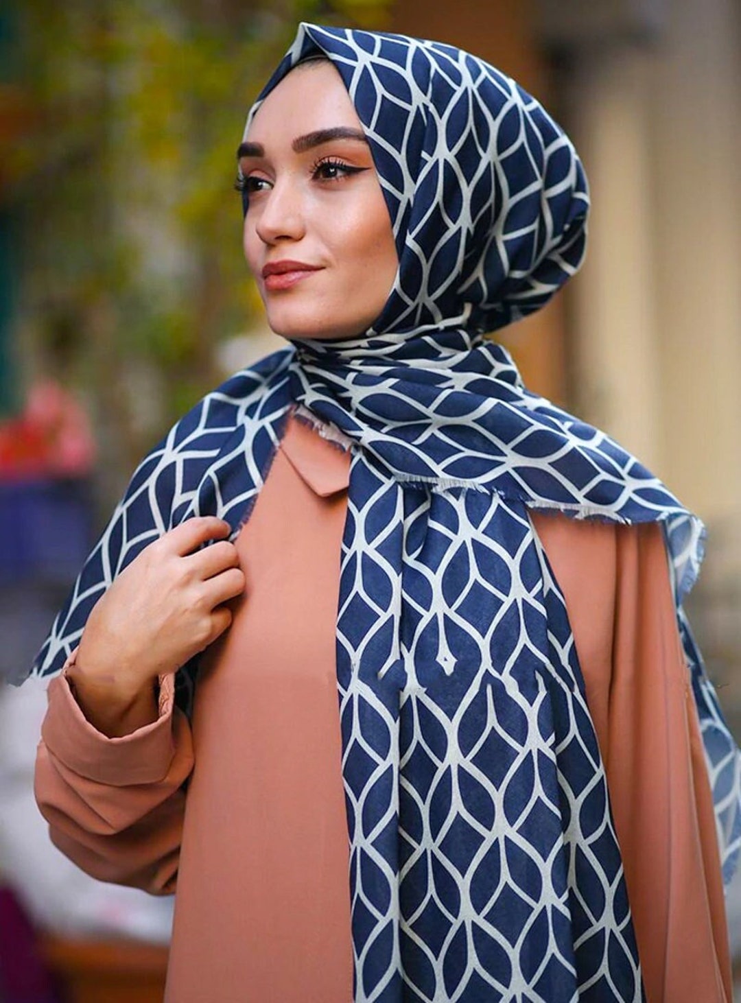 Navy Blue Hijab Scarf Headscarf Hijab Pashmina Cotton Women s