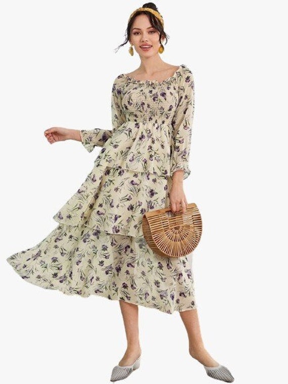 Lucky Brand Womens V Neck Maxi Flowy Boho Western Floral Paisley Dress Size  M | eBay