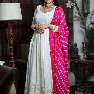 Turquoise Blue Lucknowi Style Embroidered Georgette Gown main image 1