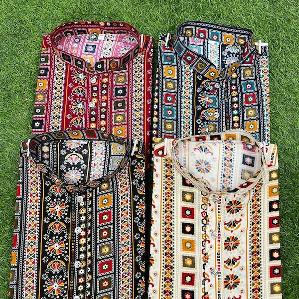 Heavy multicolour foil print long kurta is perfect for the festival of lights  Kurta's Desi wear, Party Wear,  Indian kurta
