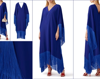 Fancy Dress For Women, Party Wear  V-Neck Style Fringed Kaftans Traditional wear  top regular kaftan Fancy dress for women