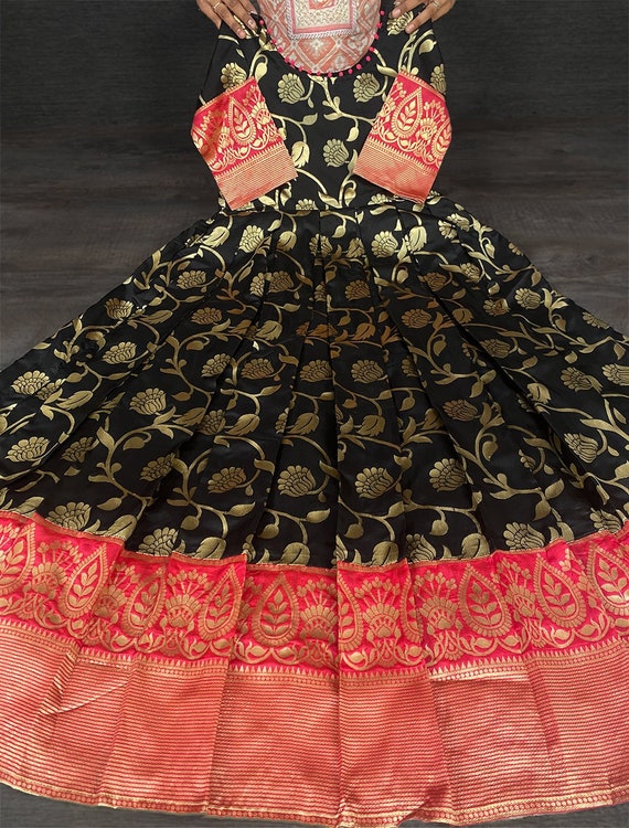 Amazing Blue Banarasi Silk Party Wear Printed Gown - Luxefashion Internet  Inc