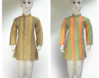 Kid's Kurta linen slub strip fancy fabric with sequence weaving lining Sherwani Indian Wear Desi wear, Kid's Kurta For Kid's KURTA PAYJAMA