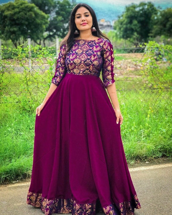 Pink Silk Long Dress With Dupatta | Silk dress long, Long gown for wedding,  Pink silk dress