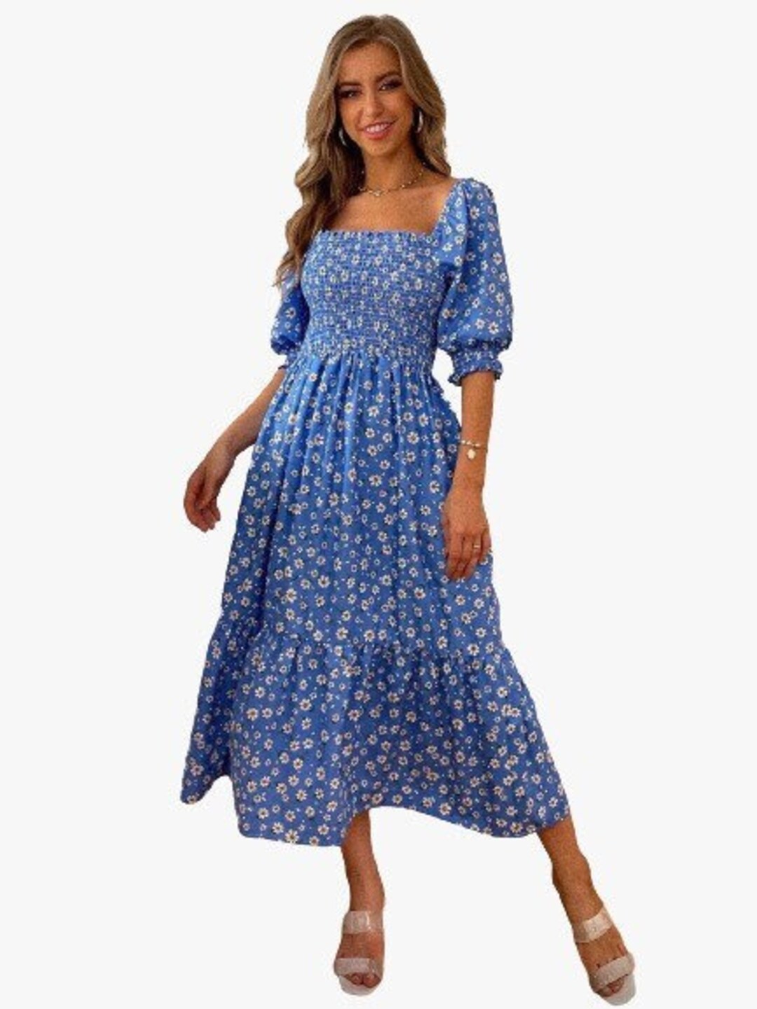 Vintage Western Floral Dress Festival Clothing Long Western Rayon ...