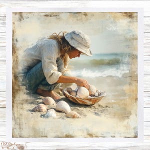 Beach Themed Fabric Panel - Seashells Fabric Panel- Quilt Panel - Quilting Fabric - Print on Fabric - Small Quilt Panel - Panel for Quilting