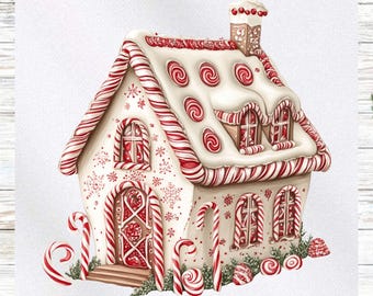 Christmas Fabric Panel - Gingerbread House Fabric Panel-Quilt Panel-Quilting Fabric - Print on Fabric - Small Quilt Panel-Panel for Quilting