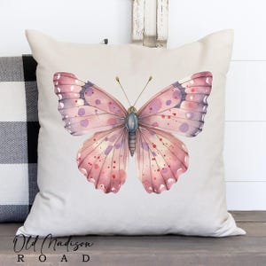 Floral Butterfly Throw Pillow Cover - Butterfly Pillow Cover - Floral Pillow Cover - Nursery Decor - Baby Shower Gift - Flowers Pillow