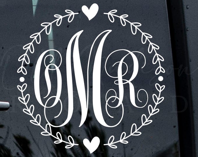 Monogram Decal for 20oz Tumbler Personalized Vinyl Sticker for Tumbler ...