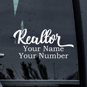 Realtor Decal, Real Estate Agent Decal, Real Estate Agent Sticker, Real Estate Agent gift, Real Estate Agent Contact Information