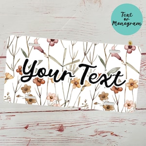 Floral Personalized License Plate- Car Tag with Name - Custom Gift - Vanity Plate - Personalized Car Plate - Front License Plate