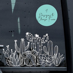 Sticker bordure cactus, sticker voiture bordure plantes succulentes, sticker fenêtre cactus, sticker fleur simple, sticker floral, vinyle autocollant fleur, sticker fleur