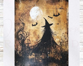 Halloween Fabric Panel - Witch Fabric Panel - Quilt Panel - Quilting Fabric - Print on Fabric - Small Quilt Panel - Panel for Quilting