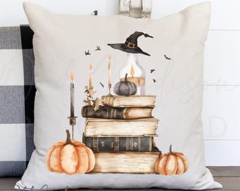 Halloween Throw Pillow Cover - Witch Hat Throw Pillow Cover - Skeleton Hand Pillow Cover - Fall Pillow Cover - Halloween Decoration