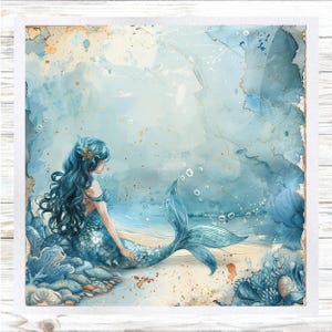 Beach Themed Fabric Panel - Mermaid Fabric Panel- Quilt Panel - Quilting Fabric - Print on Fabric - Small Quilt Panel - Panel for Quilting