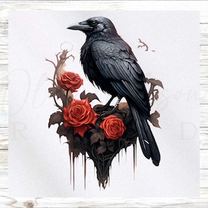 Crow Fabric Panel - Dark Fantasy Fabric Panel - Quilt Panel - Quilting Fabric - Print on Fabric-Small Quilt Panel - Panel for Quilting