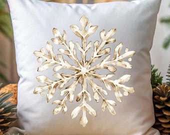 Christmas Pillow Cover - Snowflake Pillow - Christmas Decor- Christmas Pillows - Christmas Throw Pillow - Pillow Cover -Vintage Look