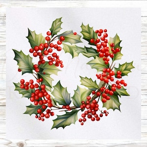 Christmas Fabric Panel - Holly Wreath Fabric Panel - Quilt Panel - Quilting Fabric - Print on Fabric - Small Quilt Panel-Panel for Quilting