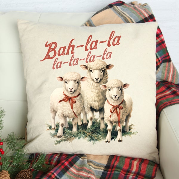 Farm Christmas Pillow Cover - Christmas Sheep Pillow Cover - Christmas Decor - Christmas Pillows - Throw - Farmhouse Pillow Cover