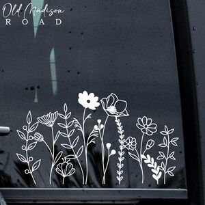 Wildflowers Decal - Wildflower Decal - Flower Border Car Decal - Floral Window Decal - Kitchen Window Decal - Mirror Decal - Flower Decal