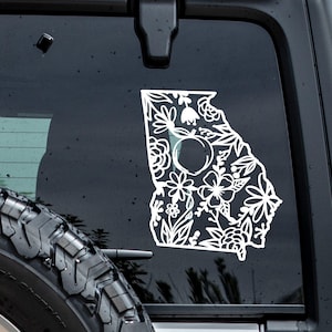 Georgia State Decal, Georgia Floral Decal, Georgia Outline Decal, Georgia Peach Decal, Georgia Girl Decal, Southern Girl Decal