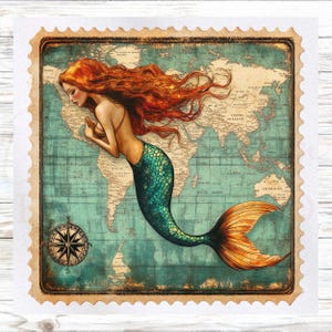 Beach Themed Fabric Panel - Mermaid Fabric Panel- Quilt Panel - Quilting Fabric - Print on Fabric - Small Quilt Panel - Panel for Quilting