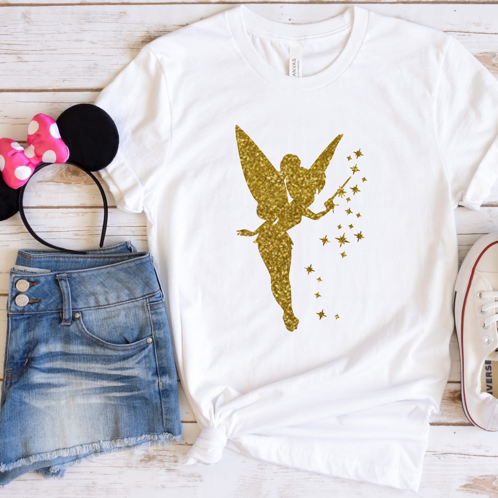Tinkerbell Shirt, Tinkerbell Glitter Shirt, Peter Pan Shirt, Fairy Shirt, Disney Shirt Teeshirtsummer