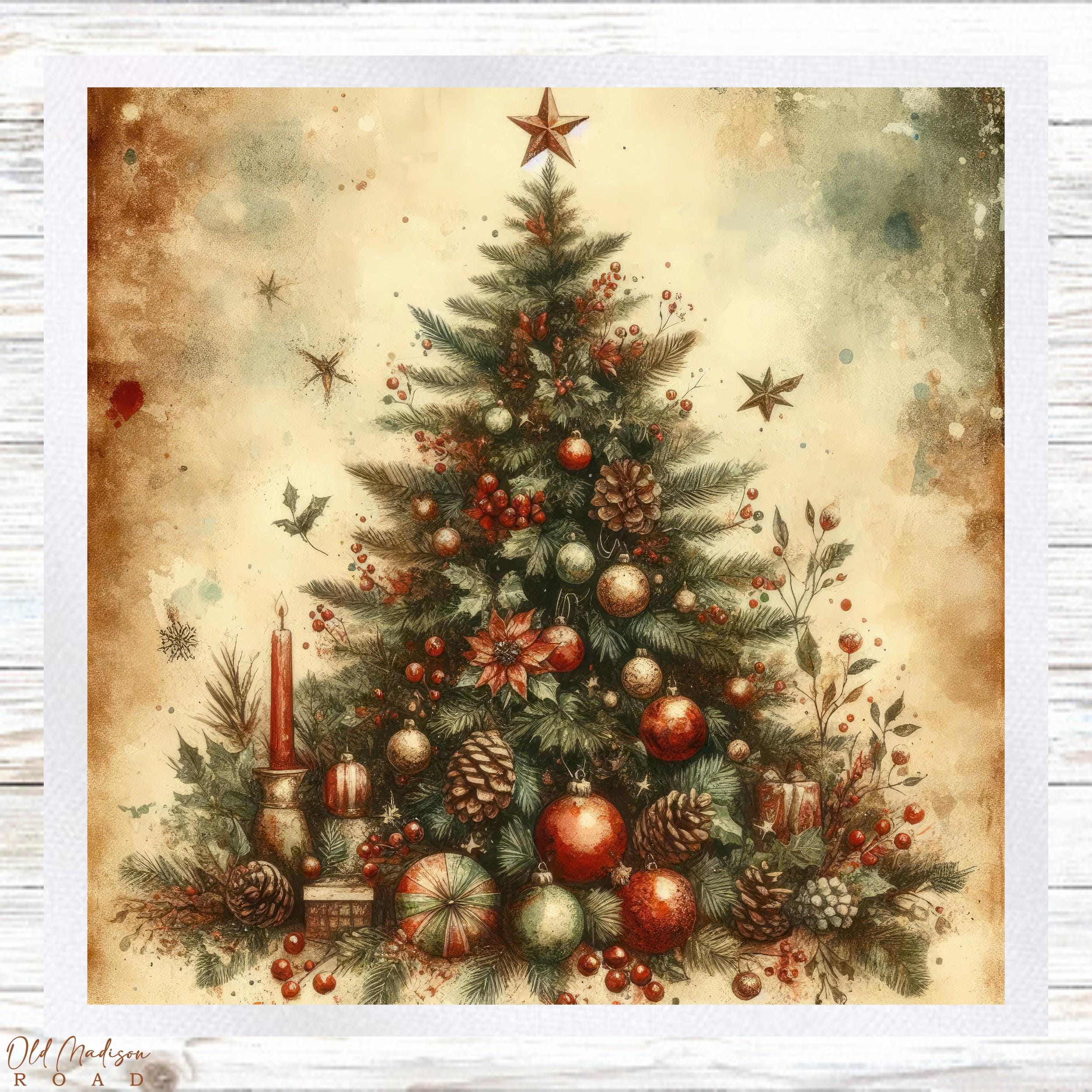 クリスマスの素敵な大型ファブリックパネル クリスマスファブリックパネル - クリスマスツリープリント