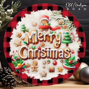 Christmas Wreath Sign - Christmas Sign - Merry Christmas Metal Sign - Vintage Christmas Scene Metal Sign - Signs for Wreaths- Mantle Decor