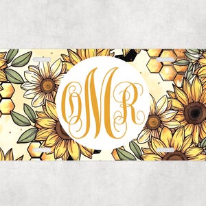 Sunflower Personalized License Plate - Car Tag with Name - Custom Gift - Vanity Plate - Personalized Car Plate - Front License Plate